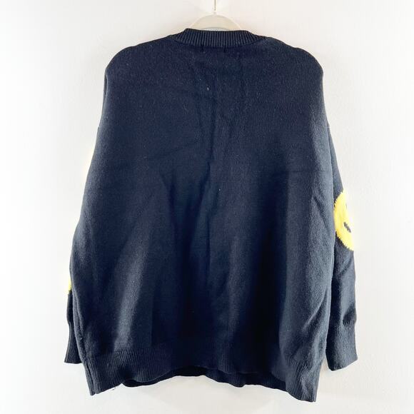 Dressed in LALA Have Fun Oversized Smile Knit Pullover Sweater Black S / M - Picture 5 of 6